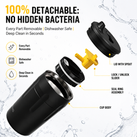 Mug de voyage isotherme en acier inoxydable à double paroi de 13 oz avec logo personnalisé, anti-fuite, couvercle détachable, maintien thermique de 12 à 24 heures