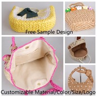 2025 nouveau sac de paille tissé à la main mignon à la mode sac de Crochet en papier écologique et naturel Style et taille et décor personnalisables