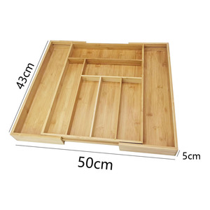 Extendable drawer <b>storage</b> <b>box</b> with bamboo dividers, expandable <b>kitchen</b> knife and fork <b>storage</b> <b>box</b>, cutlery <b>storage</b> <b>box</b> - Product Image 2