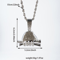 PD3161 Nouveau collier hip-hop européen et américain RICH FOREVER, pendentif billet de banque pour homme, entièrement serti de diamants, chaîne à maillons en alliage de zinc