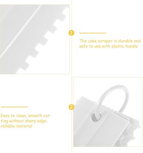 Lot de 4 outils de décoration de gâteaux en plastique, 8 formes, pour pâtisserie, crème, fondant, beurre, mousse, peigne à bords, lisseur et racloir - Product Image 4