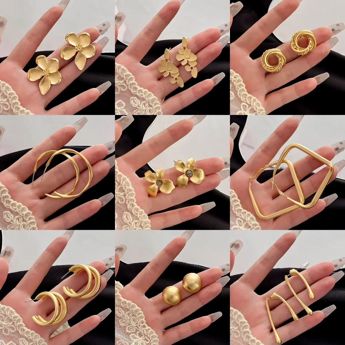 New Chunky Vàng Hoop Bông tai cho phụ nữ mạ vàng dày Tai khóa xoắn Huggie treo thả Bông tai Wedding party trang sức