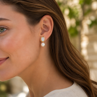 Boucles d'oreilles pendantes tendance en acier inoxydable et nacre SA Jewelry Love – Cadeau élégant pour femme / Bijou quotidien