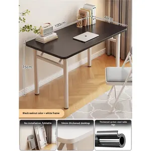 Scrivania Pieghevole in Legno Massello per Camera da Letto e Ufficio Domestico, <span class=keywords><strong>Tavolo</strong></span> <span class=keywords><strong>Rettangolare</strong></span> Semplice per Studio, Casa in Affitto, Piccolo Appartamento - Product Image 6