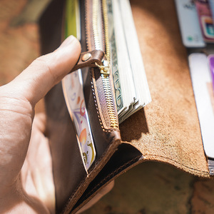 Biểu Tượng Tùy Chỉnh Crazy Horse Bifold Da Chính Hãng Dài Cổ Điển Ví Sổ Séc Trường Hợp Thẻ Chủ Cho Nam Giới Phụ Nữ - Product Image 4