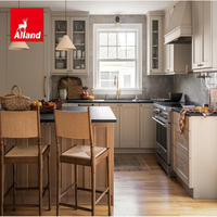 Allandcabinet Armoires de cuisine Shaker de luxe à cadre plein, en contreplaqué peint, avec portes vitrées à meneaux