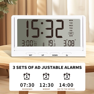 Pieghevole orologio digitale sveglia moderna Home Office comodino elettronico Desktop con data di temperatura calendario di settimana <span class=keywords><strong>Display</strong></span> <span class=keywords><strong>LCD</strong></span> - Product Image 4