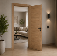 Porte intérieure à panneaux, avec panneau central à jointures horizontales, aménagement soigné, fabrication de qualité, résistante à l'humidité, entretien facile pour la pièce