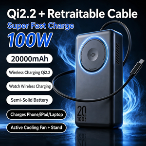 <span class=keywords><strong>Batería</strong></span> Semisólida de 20000mAh, Banco de Energía Magnético de 100W, Cargador Rápido Bidireccional, Soporte AC, Cable, Pantalla Digital, Ventilador de Refrigeración - Product Image 2