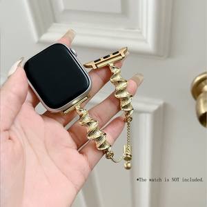 Brazalete de metal de lujo con diseño de ondas para Apple Watch de 18 mm, correa de acero inoxidable, banda telescópica de cadena a la moda. - Product Image 3