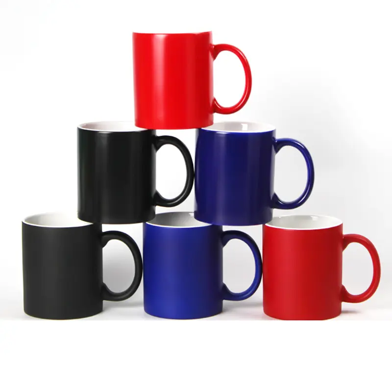 11oz High Quality Minimalist Ceramic Mug Handgrip Sublimation Color Changing Magic Mugs with Blank Sublimation Magic Mug