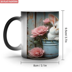 <b>Ceramic</b> <b>Cup</b> 11oz Frosted Black Heat Sensitive Magic Mug Latte Tea Use - Product Image 1