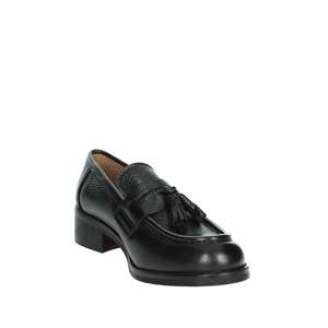 Mocasines de Mujer Veni, Zapatos Planos de Cuero Negro con Borlas - Product Image 5