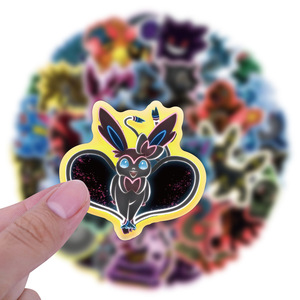 60 Pezzi/Confezione Adesivi Rimovibili in Vinile Impermeabili Stile Neon Dark con Simpatici Mostri Pika Pokeball - Product Image 5