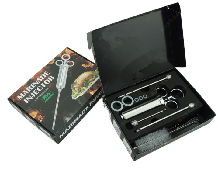 Meat Injector Food Syringe Kit 304 Stainless Steel BBQ Frying Syringe Professional Marinade Flavour Food Syringe