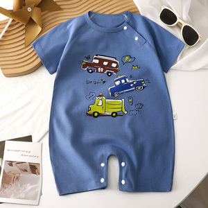 Mamelucos de bebé de manga corta de algodón orgánico, mono de bebé al por mayor para niños y niñas, tela de punto, ropa infantil de verano - Product Image 6