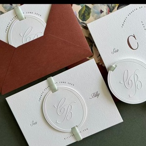 Cartoline Personalizzate in Carta di Cotone 600g, Inviti e Biglietti di Ringraziamento Goffrati e Stampati in Letterpress per Packaging - Product Image 1