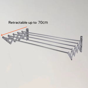 Séchoir à linge pliable mural de 60cm, étendoir rétractable en accordéon pour buanderie, salle de bain, tour - Product Image 5