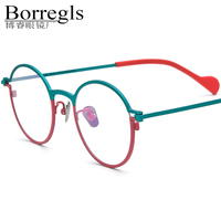Gafas Borregls con Montura de Titanio Colorida para Hombre, Gafas Redondas de Diseño de Marca Nueva 2025 para Mujer, Lentes Ópticas de Alta Calidad 185903