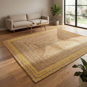 Handwoven 100% Organic Jute Solid Color Rectangle Braided Flat Pile Eco Friendly PET Friendly Non-Slip <b>Thick</b> Modern Area <b>Rug</b> - Product Image 3