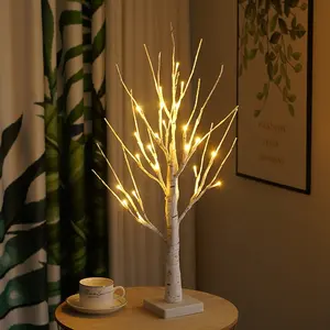 Iluminação interna 24 led árvore de pássaros, alimentado por bateria, branco quente, ramos artificiais para decoração de festa, casamento