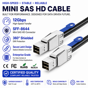 12Gbps HD มินิ SAS SFF-8644 ถึง SFF-8644 สายเคเบิลภายนอก SAS 3.0 สายข้อมูลความเร็วสูงสำหรับเซิร์ฟเวอร์ RAID การจัดเก็บข้อมูล JBOD การขยาย - Product Image 1