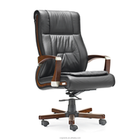 Chaise d'Invité Classique en Bois Massif avec Coussin en Cuir Noir Durable, Chaises de Bureau Robustes pour Visiteurs, Chaises de Bureau en Bois