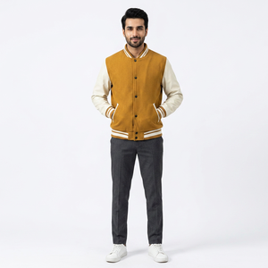 2025 Fashion Varsity <b>Baseball</b> <b>Jacket</b> <b>Men</b> Oversize Customized Letter Pattern Stand Collar Front 100% Cotton Waterproof Breathable - Product Image 1