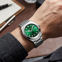 Montre analogique à quartz de luxe pour homme, en acier inoxydable, sport, 40 mm, étanche 5 ATM, aiguilles lumineuses