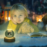 Lampe de chevet veilleuse, lampe de table blanc chaud USB-C, mini boule de cristal 3D, compacte et pliable pour chambre à coucher, vente en gros d'usine OEM