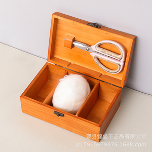Caja de Almacenamiento de Agujas de Madera, Cuadrada, con Tapa Abatible, Múltiples Compartimentos, Grabada y Personalizable, Duradera, para Costura y Manualidades - Product Image 3