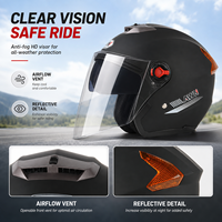 Casque de moto 3/4 ouvert homologué CE, en ABS avec amortisseur EPS, double visière transparente en PC, équipement de conduite