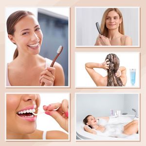 ชุดอุปกรณ์อาบน้ำแบบใช้แล้วทิ้งสำหรับโรงแรม ทำจากไม้ไผ่รีไซเคิล สีธรรมชาติ พร้อมแปรงสีฟัน มีดโกน บรรจุในถุงพกพาสะดวก - Product Image 3
