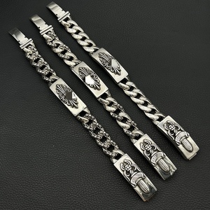 Pulseras con Dijes de Corazón Chro <span class=keywords><strong>para</strong></span> Hombre y Mujer, Joyería Plateada, Cadena y Eslabones Vintage, Estilo Punk, Deportivo, Retro, Moderno, Regalo de Moda, Venta al por Mayor - Product Image 1
