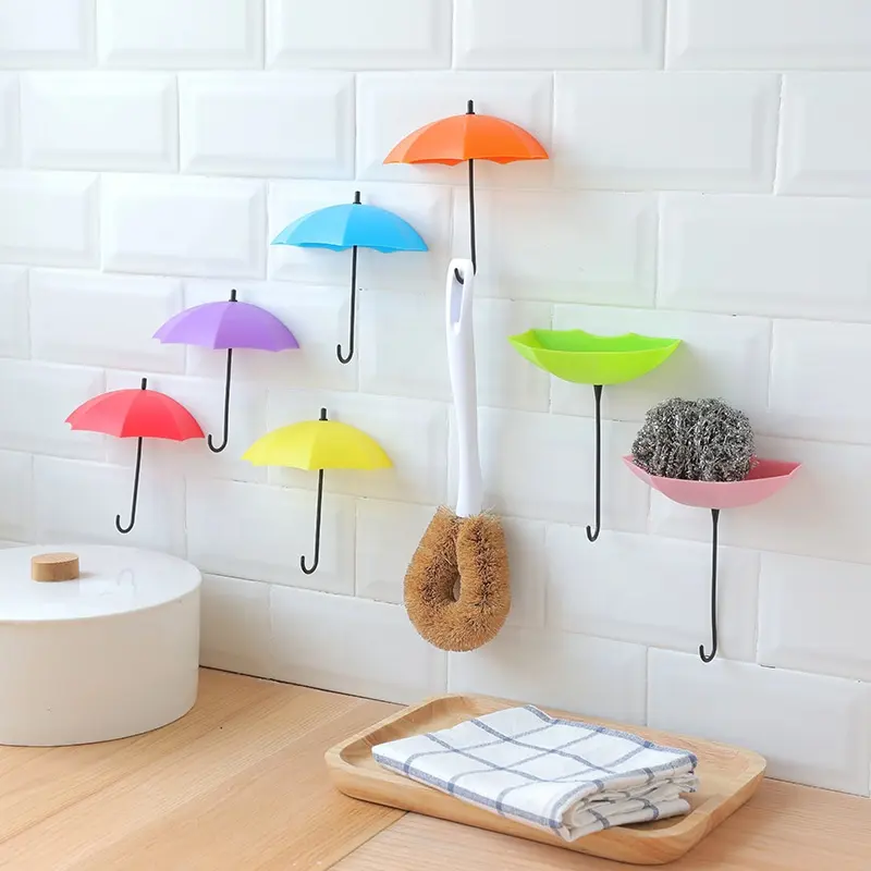 3pc Creative cute key wall hooks holder / bathroom glue towel storage rack / umbrella shaped hanger