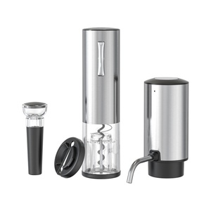 Ensemble de 4 distributeurs de vin automatiques rechargeables en acier inoxydable, ensemble de décanteurs de vin électriques, décanteur de vin pour cadeau - Product Image 5