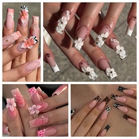 Fournisseur de faux ongles en acrylique faits à la main en forme carrée 3D ODM Blossom Nails en vrac