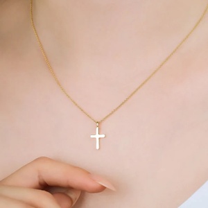 Joyería de Moda, Collares Minimalistas con Colgante de Cruz Cristiana para Mujer, Chapado en Oro de 18K, Acero Inoxidable, Collar Sencillo, Regalo - Product Image 2