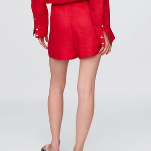 Conjunto Casual de Dos Piezas para Mujer, Primavera-Verano, Camisa de Lino y Algodón con Cuello Alto y Pantalones Anchos, Nueva Colección de Lino - Product Image 4