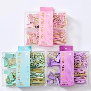 Wholesale Factory Direct Sales Hot Selling Macaron Color Two Models Funny Metal Long Tail Clip Paper Clip Stationery Set