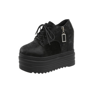 Women's Plus Size Thick Sole Wedge Shoes Autumn New Arrival Petites Round Toe Side Zipper Platform Shoes - Product Image 6