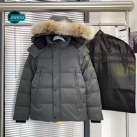 Veste d'hiver pour homme ANYOU, style classique personnalisé, de haute qualité, chaude, coupe-vent, véritable fourrure de coyote, parka, doudoune