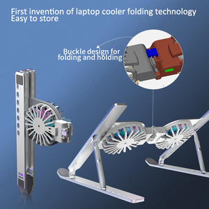 Elevador ajustable para computadora, soporte para computadora portátil, soporte plegable para computadora portátil de aleación de aluminio con <span class=keywords><strong>ventilador</strong></span> de refrigeración - Product Image 3