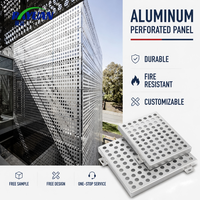 Système de façade en panneaux muraux en aluminium perforé à texture 3D, design graphique pour revêtement de bâtiment commercial moderne, insonorisant