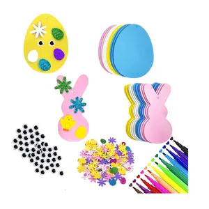 HAWIN Easter Foam Crafts Kit Easter Foam Stickers DIY Egg Bunny Chick Kids Party Favors