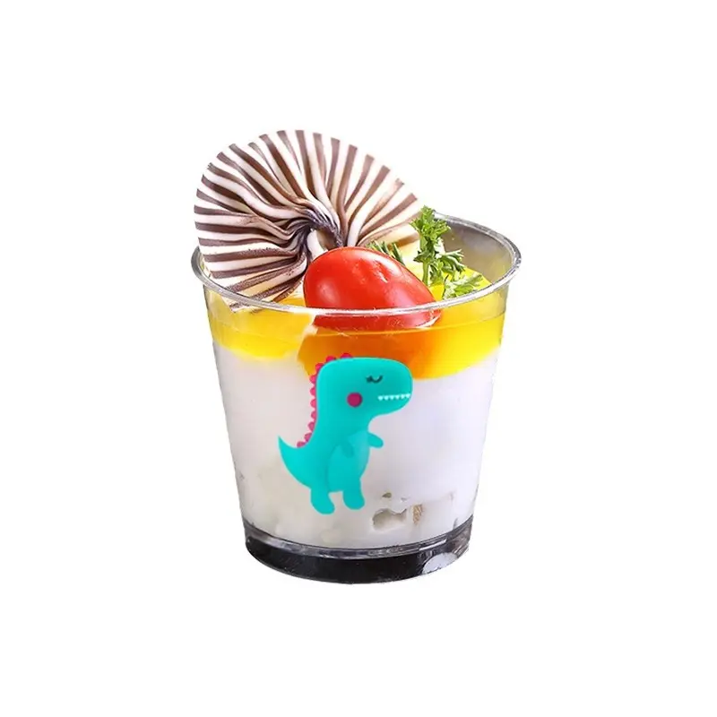9Oz monouso per animali domestici trasparente bicchieri di plastica per feste caffè e Yogurt torta dolce frappè gelato freddo bevanda tazza di plastica con coperchi
