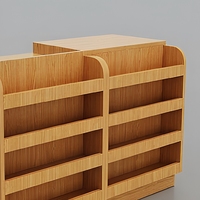 Comptoir de caisse en bois pour magasin de proximité, comptoir de réception pour commerce de détail avec étagères de rangement