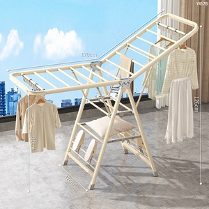 Séchoir à linge pliable en métal avec barre de suspension pour la maison, la blanchisserie et les salles d'exposition - Product Image 2