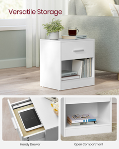 VASAGLE Mesita de Noche Moderna Minimalista en Oferta, Mesa Auxiliar Blanca con Cajón - Product Image 3