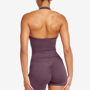 2025 Hızlı Kuruyan Ten Rengi Hissi Veren Halter Crop Spor Giyim Fitness Koşu Atleti Yoga Atleti - Product Image 4